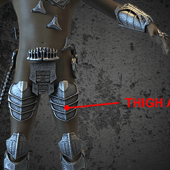 thigh05.png Download STL file Wolf Predator Thigh Armour • 3D print object, makermakeisan