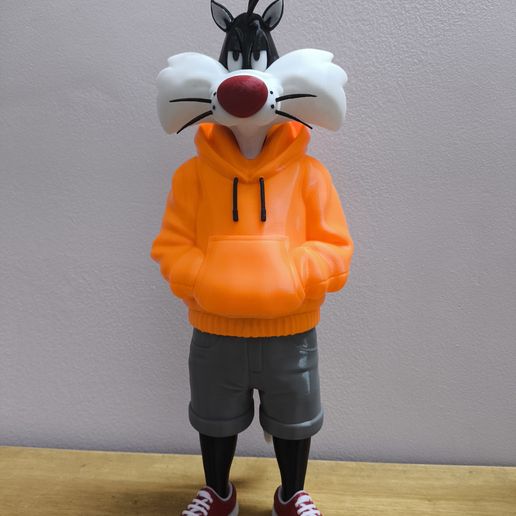 cat-3a.jpg Sylvester Cat Urban Vibes  with Hoodie ( MULTIPARTS AND 3MF )