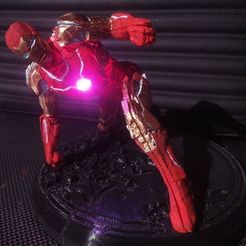 Ironman MK42 Superhero Landing Position with lights