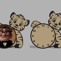 baby-tiger-clock-and-frame.jpg STL file baby tiger photo frame - clock・3D printable design to download