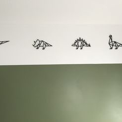 Dinos-Set.jpeg STL file Geometric Dino Set 5 Pieces Wall Art・3D print design to download