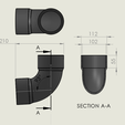 plan-coude-100.png Gutter Connection Elbow diameter 100