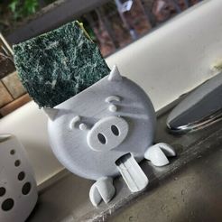 F82E95CC-45A8-4E89-AD6D-763EFF8D5941.jpeg Fichier STL Egouttoir Piggy Sponge avec languette・Objet imprimable en 3D à télécharger