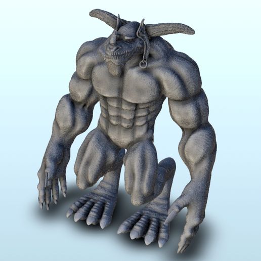 Massive horned beast - Darkness Chaos Medieval Age of Sigmar Fantasy Warhammer 3D model