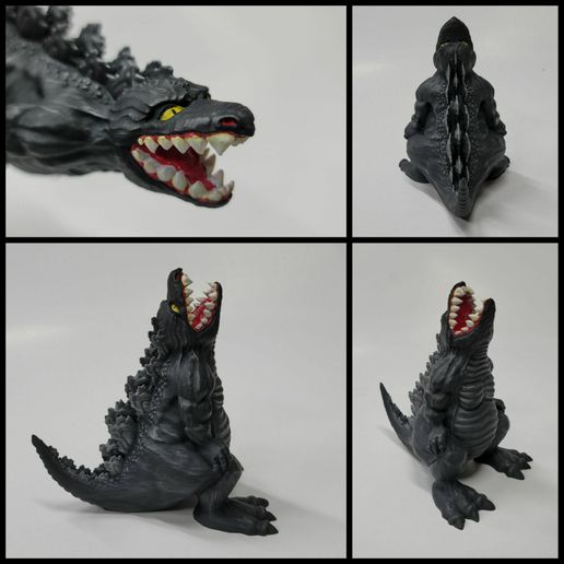 Chubby Godzilla Coin Bank and Figures 3D model