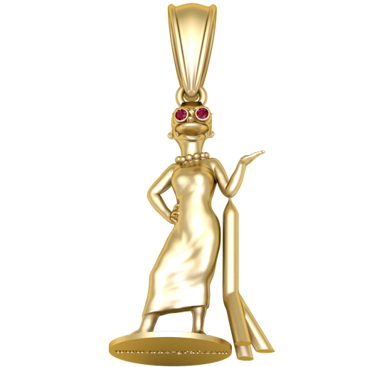 Ruby-Eyed Elegant Lady Gold Pendant