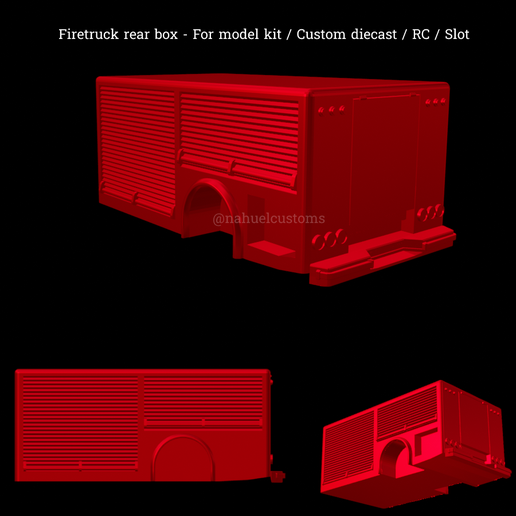 Fire Engine Box Model Download STL file Fire truck rear box - For model kit / Custom diecast ...