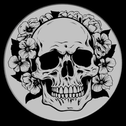 3a.png STL file Floral skull lithopane lightbox - 3・3D printer design to download