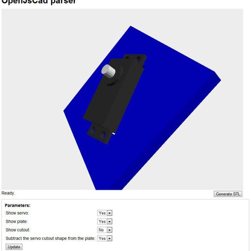 Standard S3003 type servo in OpenJsCad