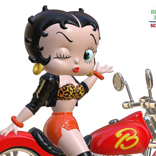 🎨 Betty Boop, a motoqueira - modelo para impressão de arte de fã