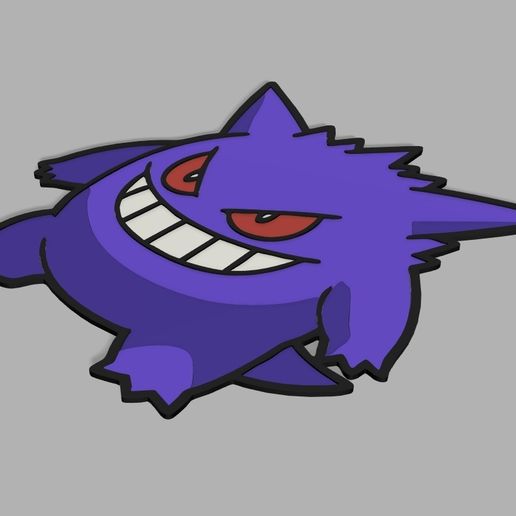 🎨 Gengar wall art 2D color・ STL File for 3D printing・Cults