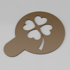 4_leaf_clover_coffee_stencil.png STL-Datei 4 Blatt Kleeblatt Kaffee Schablone・Modell zum Herunterladen und 3D-Drucken