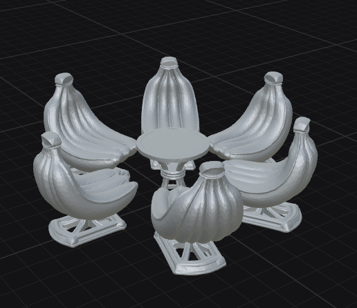 Set of banana-shaped chairs 3D model