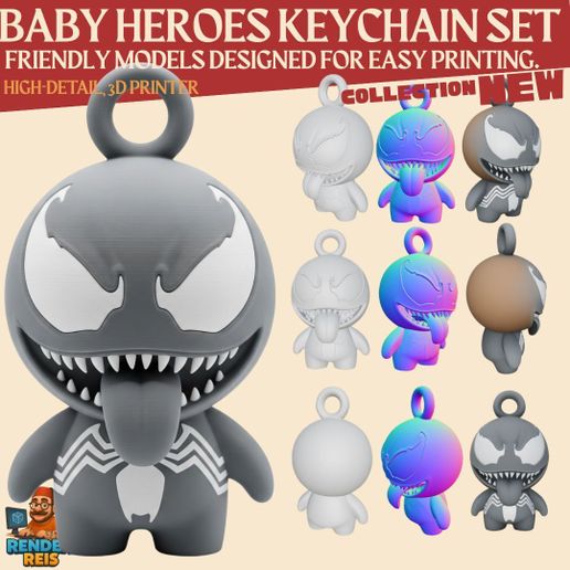 🗝️ Super Powers Collection – Vision, Robin & Venom 3D Keychain Set・ STL ...