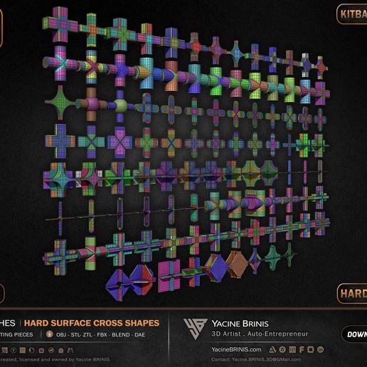 💯 100 Hard Surface IMM Cross Shapes・ 3D File for 3D printing・Cults