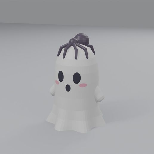 Spider Ghost - Cute Kawaii Halloween Ghost Figurine, Multicolour, No Supports - STL + 3MF