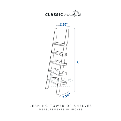 cLassic minialride 2.67" LEANING TOWER OF SHELVES MEASUREMENTS IN INCHES STL file Leaning Tower of Shelves, MINI FURNITURE for 1:12 Dollhouse・3D printable design to download, RAIN