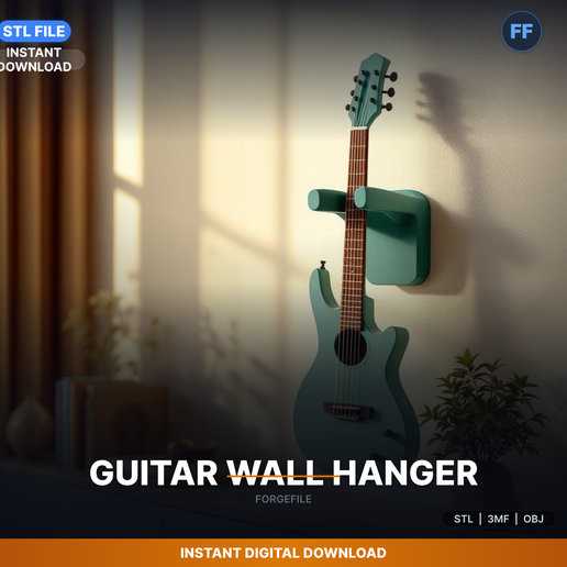 Guitar Wall Mount Hanger, Padded Yoke Cradle, Wall - 3D Printable STL File