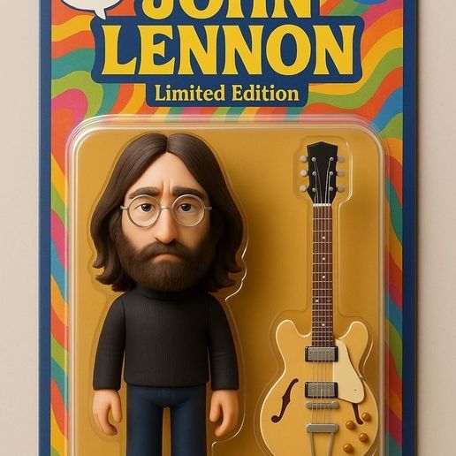 🎸 John Lennon 3D Collectible - Cartoon Style Figure with