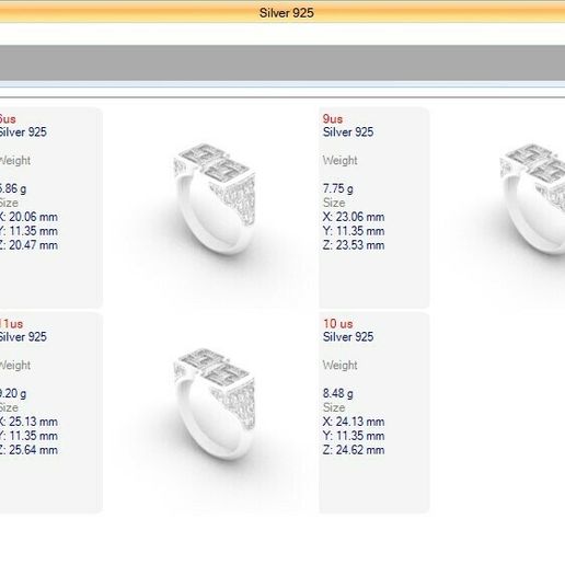 silver-925.jpg Anillo cuadrado de rejilla Talla 6to13 US