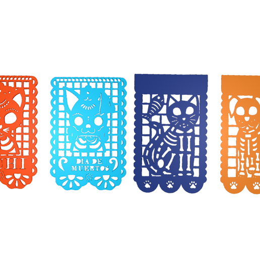Day of the Dead - Cat and Dog - Papel Picado Dia de Muertos