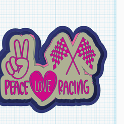 peace-Love-racing.png Archivo STL paz amor carreras・Diseño imprimible en 3D para descargar