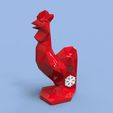 rooster 3d.jpg Red rooster Christmas. Low poly