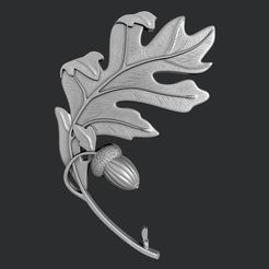 screenshot000.jpg STL models for 3D printing and CNC oak leaf with acorn