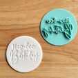Cookie-Stamp-Hap-bee-Birthday.jpg Aniversário Hap-Bee 3D Print Cookie Stamp Cutter - Festa Celebração Abelha Tema Baking