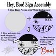 Hey-Boo-Sign-Assembly.jpg Hey Boo Ghost Spider Web Halloween Decor Hanging Holiday Sign