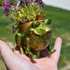 FroggyPlanter_hand.jpg STL file Froggy Planter - no supports・3D printable model to download