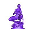 Body_72mm.stl Woman crouching on a rock with long hair (normal and cyborg versions) (SFW version) (9) - Medieval Fantasy Magic Feudal Old Archaic Saga 28mm 15mm