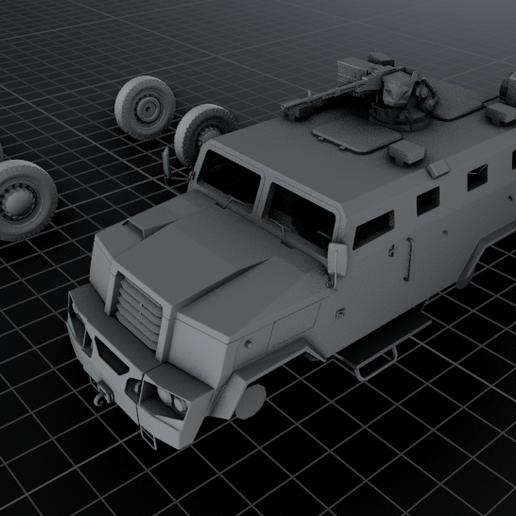 SPM-3 Medved 4x4 Battlefield  Vehicle armoured  car 3D PRINT MODEL