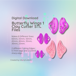 Cover-7.png Clay Cutter STL File Butterfly Wings 1 - Earring Digital File Download- 8 sizes and 2 Cutter Versions, cortador de galletas