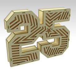25_modelo-3d_Tapa-Estrella_render-01.jpeg 3D file 3D Number 25 Gift Box Design For Laser Cut & CNC Router・3D printing model to download, aviomac