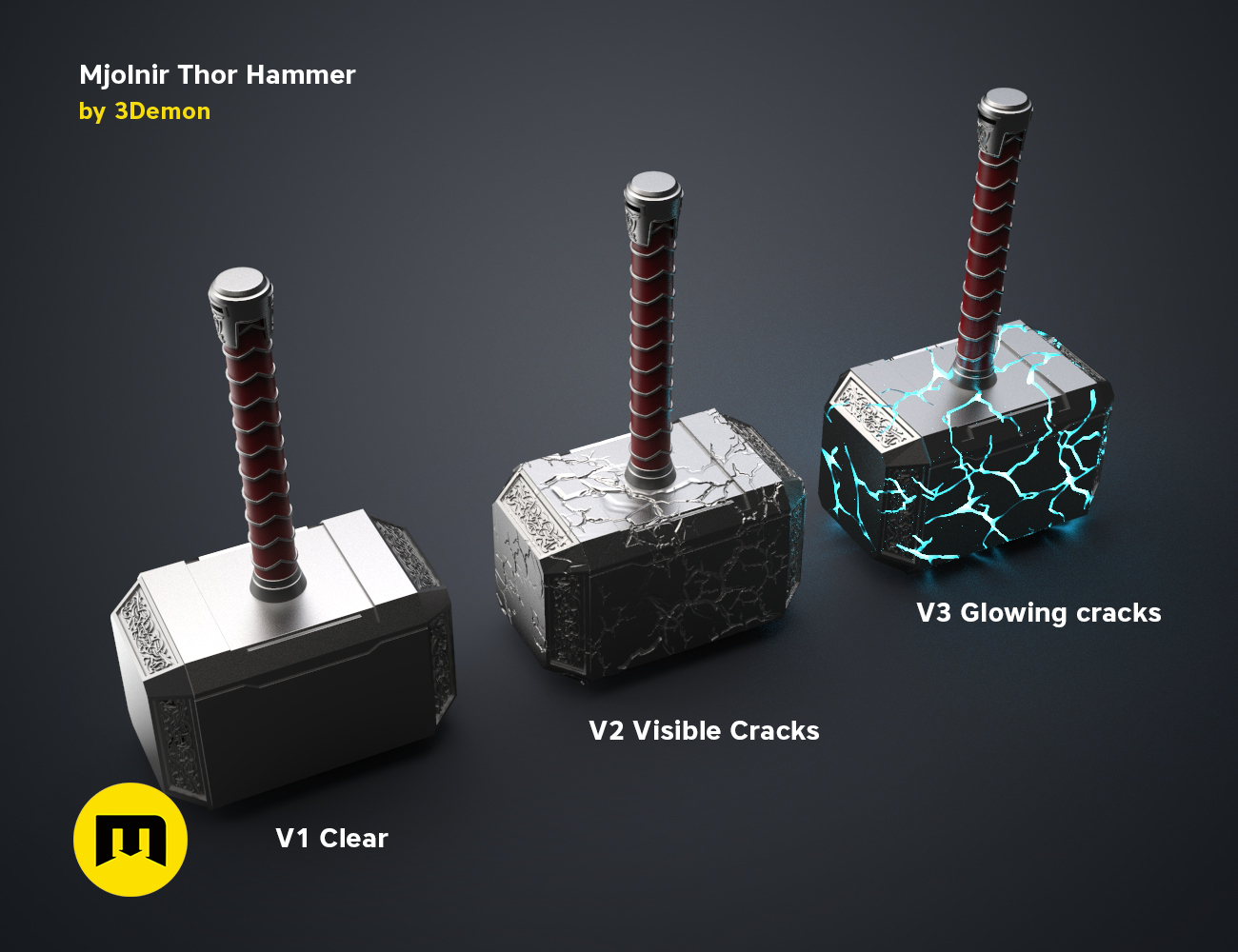 Thor_Mjolnir_Hammer_01.png 3D-Datei Mjolnir-Hammer (Liebe und Donner)・3D-druckbares Design zum Herunterladen, 3D-mon