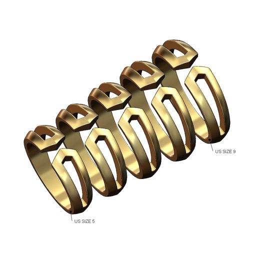 Open work triangular fashion ring US sizes 5to9 3D print model 3D model
