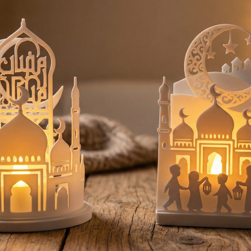🏮 Cylindrical DIY Ramadan Lantern Kit, 3D Printed Mosque Decor with LED ...