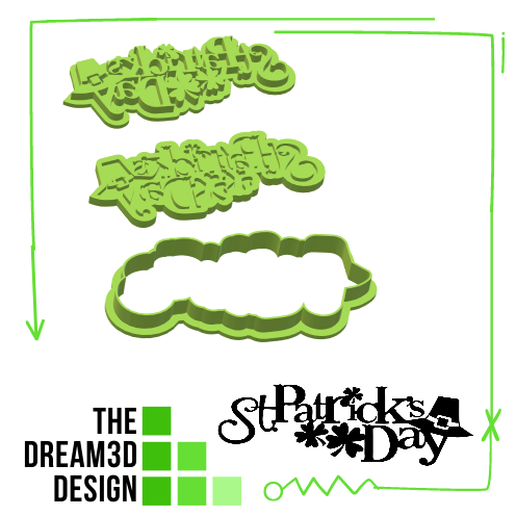 ST PATRICK S DAY COOKIE CUTTER N DEBOSSER 3D model