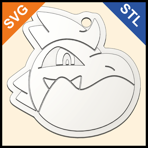 Croconaw Keychain – Shuffle-Style Pokémon – STL & SVG
