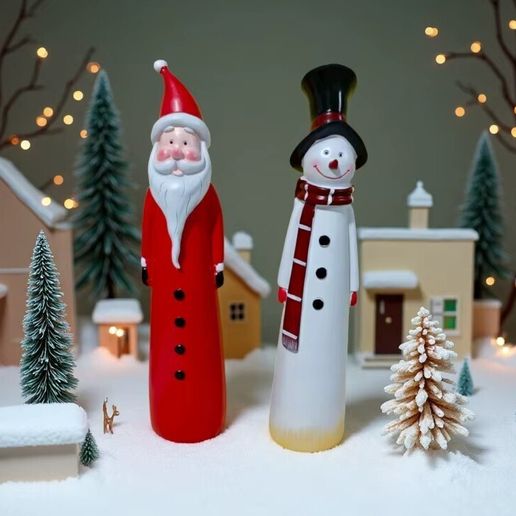 01.jpg Santa Claus and Snowman - Stylized - Christmas Decoration