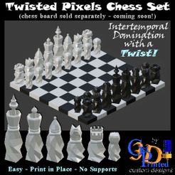 Twisted-Pixel-Chess-IMG.jpg STL file Twisted Pixels 3D Chess Set - Easy Print, No Supports・3D printer model to download