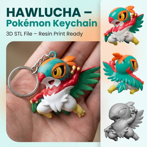 HAWLUCHA 3D PRINTABLE STL FILE RESIN KEYCHAIN