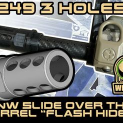 UnW-over-the-barrel-flash-hider-M249-3-holes.jpg UNW M249 saw 3 holes slide over the barrel “flash hider” for paintball