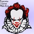 Pennywise-3-Layer-WHITE.jpg Pennywise Stephen King IT Clown Halloween Wall Art