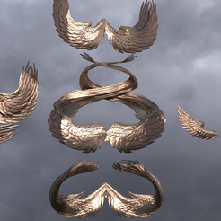 wind-statue-56.2432.png OBJ file Wind Elements Wings Collection・3D printer model to download
