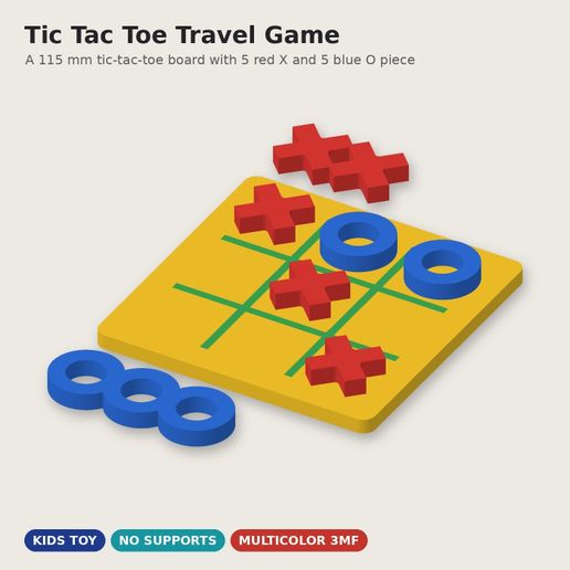 Tic Tac Toe Travel Game - Board with X and O - Just 1 Euro