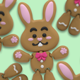 3DLasagna_gingerbread_bunny.png PRINT IN PLACE ARTICULATED GINGERBREAD BUNNY ORNAMENT