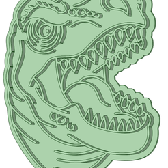 T-rex-cara_e.png Fichier STL Emporte-pièce de 90 mm avec visage de T-Rex・Modèle à télécharger et à imprimer en 3D
