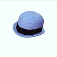 0_00015.jpg HAT 3D MODEL  Top Hat DENIM RIBBON CLOTHING DRESS British Fedora Hat with Belt Buckle Wool Jazz Hat for Autumn Winter Valentino Garavani - Rabbit skin calfskin ribbon antique metal
